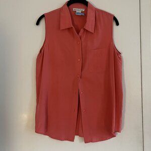 Vintage Anna & Frank Size S 100% Silk Sleeveless Coral Top